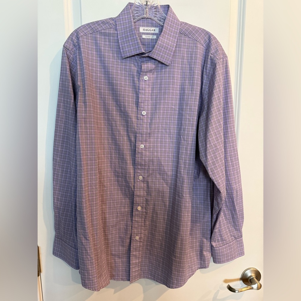 Haggar Classic Fit Dress Shirt Men’s Size Neck 15-15.5 sleeve 32-33